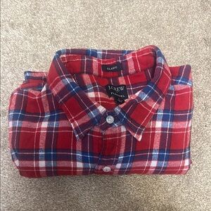 J. Crew Red and Blue Casual Button Down Shirt